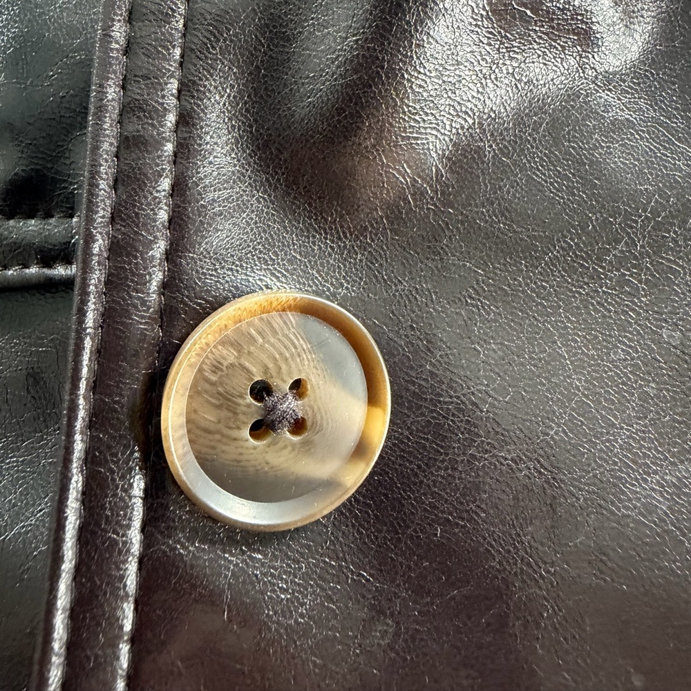 A New Day Women'’s Faux Leather Jacket Front Button Full Lining Brown M - Picture 9 of 11